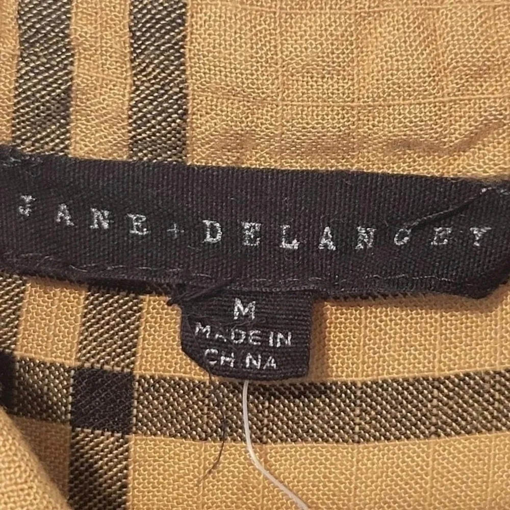 Jane +‎ Delaney Tan Plaid Button Down Long Sleeve Relaxed Fit Casual Top Size M